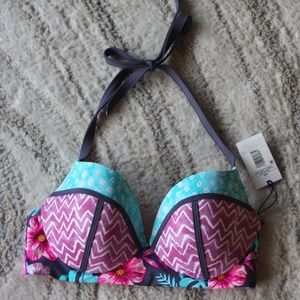 Shade & Shore Purple Patterned Bikini Bra Top 34C